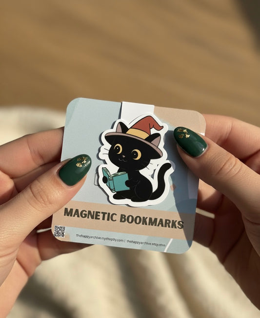 Magnetic bookmarks - halloween edition - october - black cat